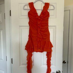 Shein Orange Ruffle Mini Dress